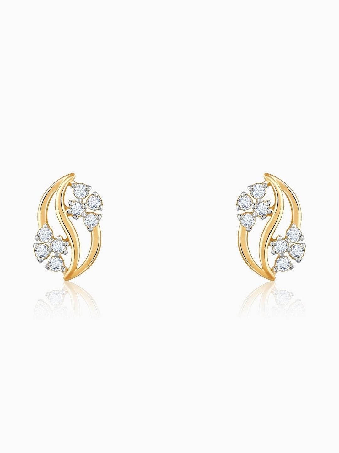 GIVA 9Kt Gold Flower Wave Earrings With Lab Grown Diamond-1.35 gms-image-39