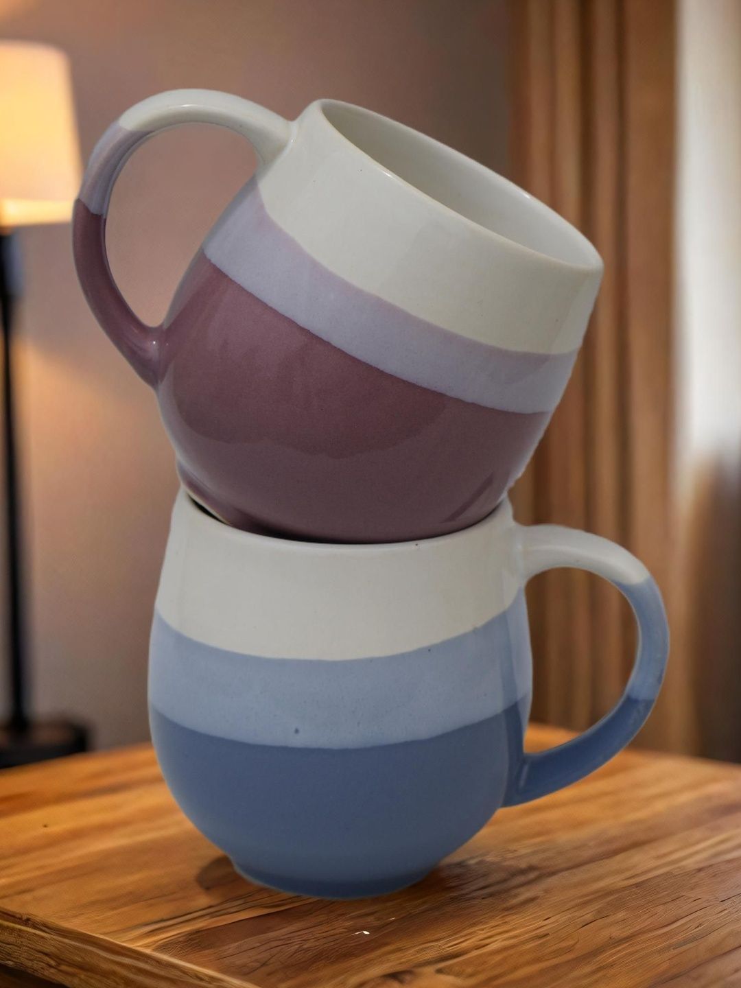 U & U Unique Utilities Purple Colourblocked Ceramic Freezer Safe 2 Pieces Mugs- 450 ml-image-35