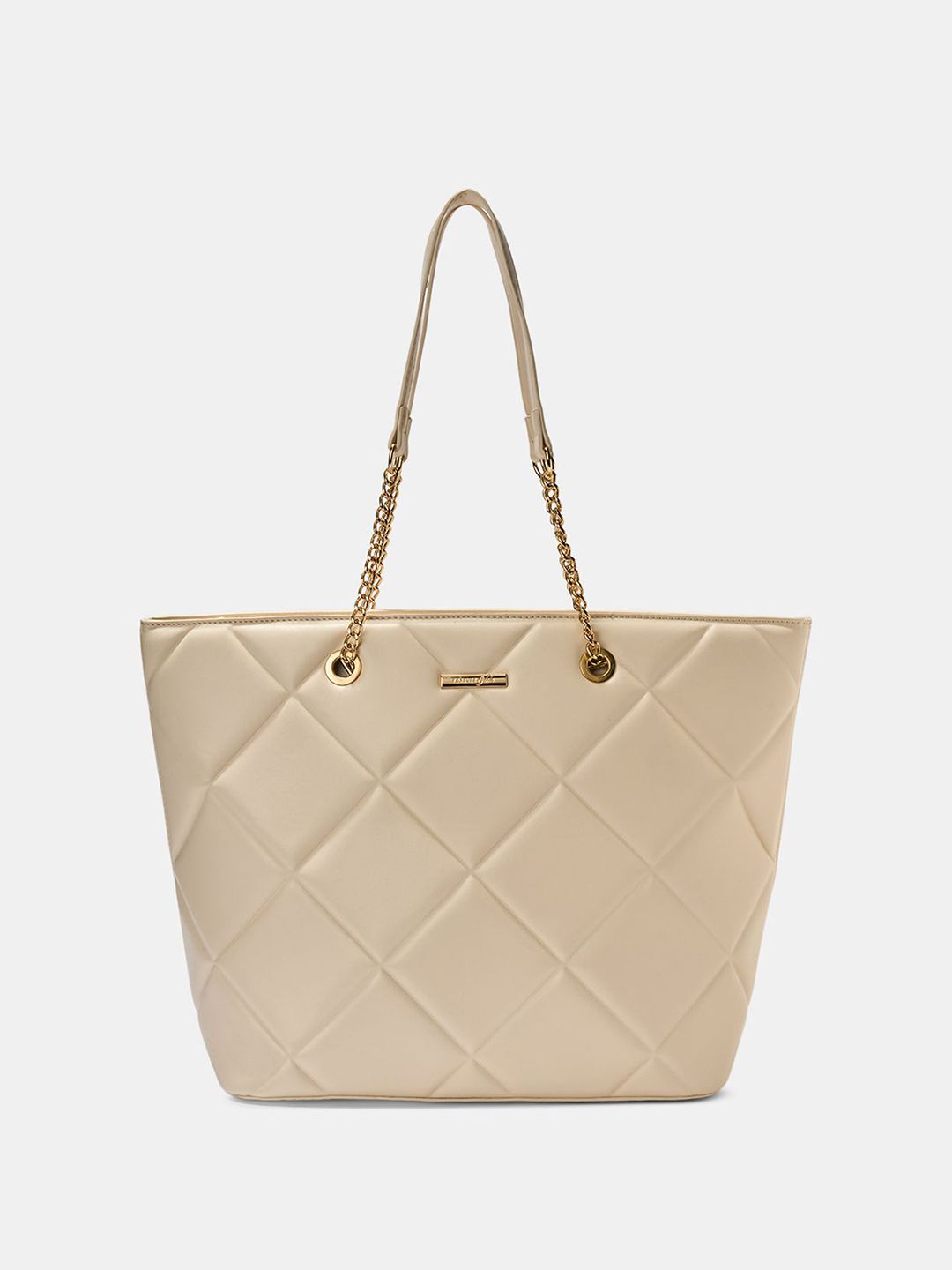 Forever Glam by Pantaloons Geometric Colourblocked PU Structured Tote Bag with Quilted-picture-11