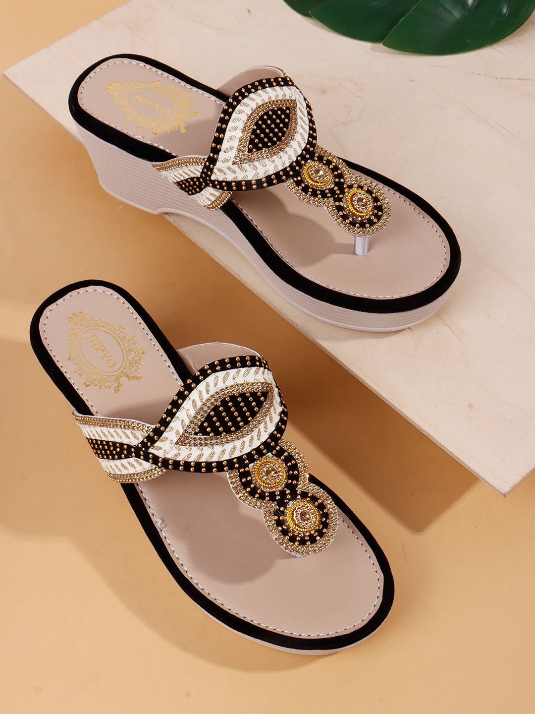 DIPYO Embellished Party Wedge Sandals-image-45