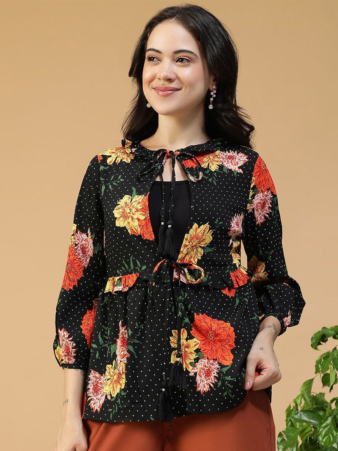 Oxolloxo Floral Printed Tie-Up Shrug-picture-39