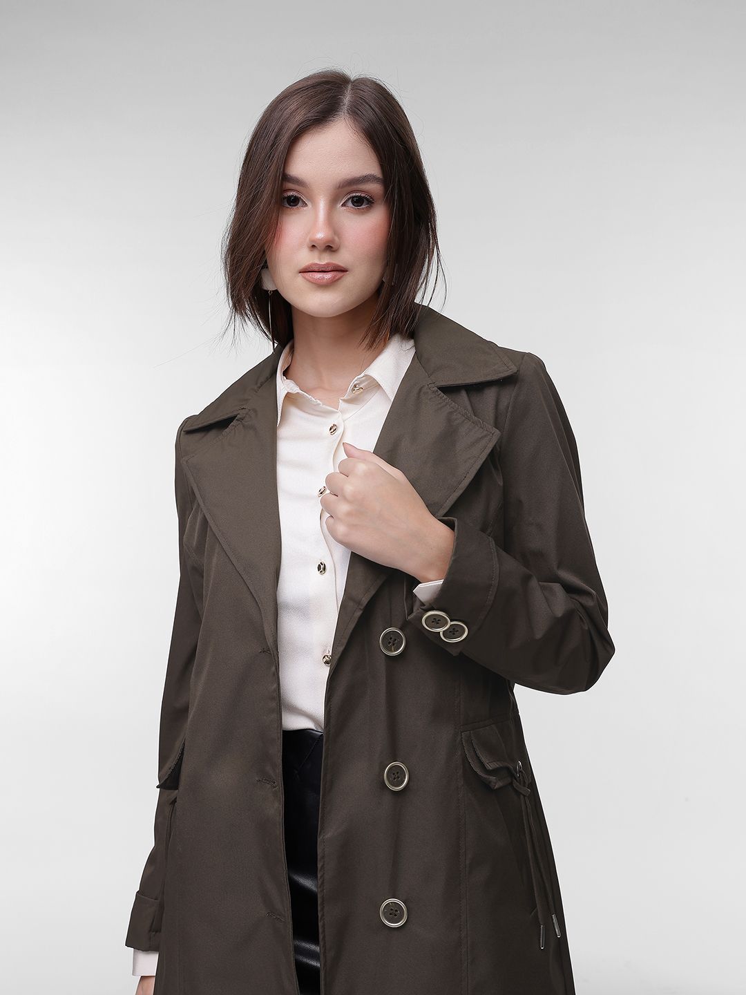 French Connection Single Breasted Knee Length Trench Coat-picture-33