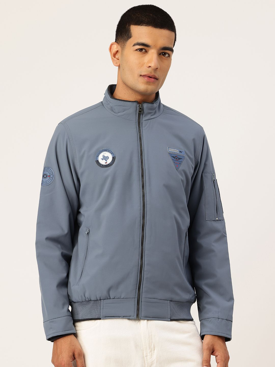 Monte Carlo Bomber Jacket with Patchwork Details-image-4