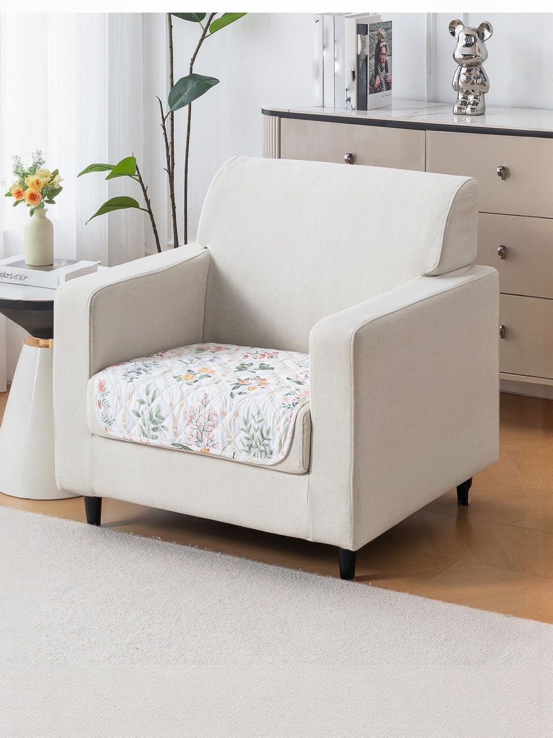 HOUSE OF QUIRK White & Green Printed Other Sofa Mat 80 x 60 cm-picture-35