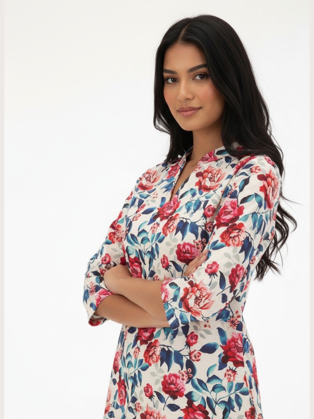 Anouk Rustic Floral Printed Mandarin Collar Kurti-image-21