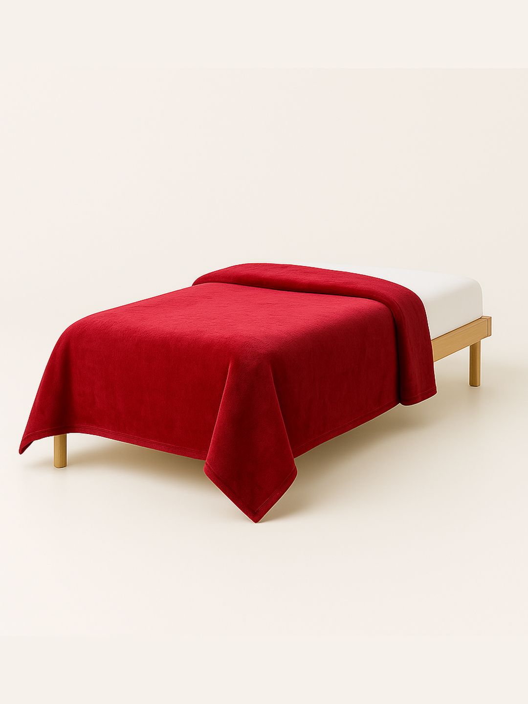 Cortina 350 GSM Mild Winter Solid Single Blanket Red-picture-36
