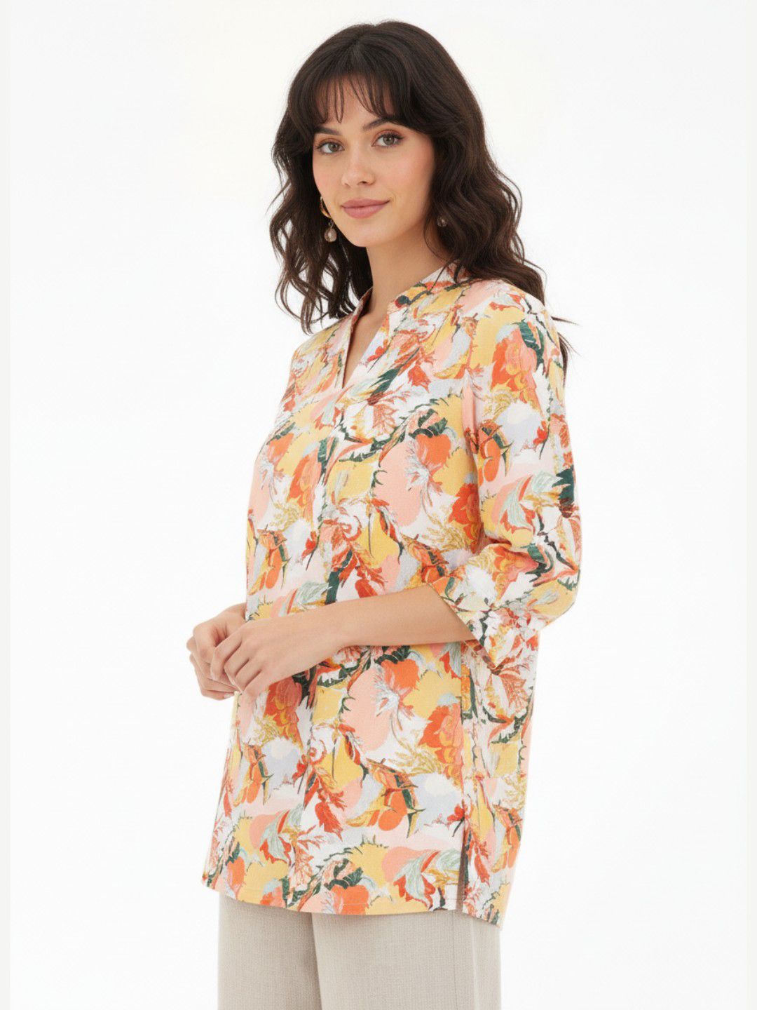 Anouk Rustic Floral Printed Mandarin Collar Straight Kurti-picture-19