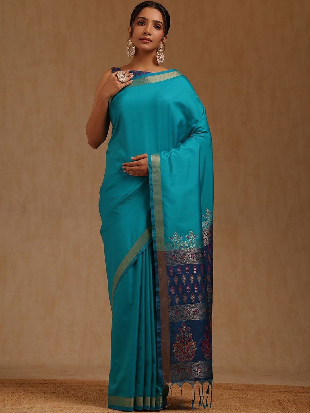 Soch Ethnic Motifs Silk Blend Handloom Saree-image-15