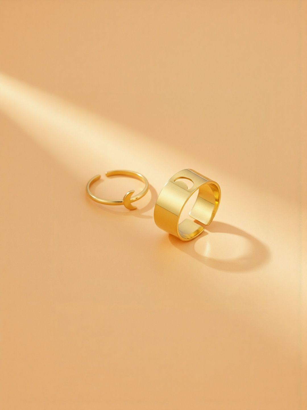 DressBerry Unisex Set Of 2 Gold-Plated Half Moon Matching Wrap Couple Finger Rings-image-44