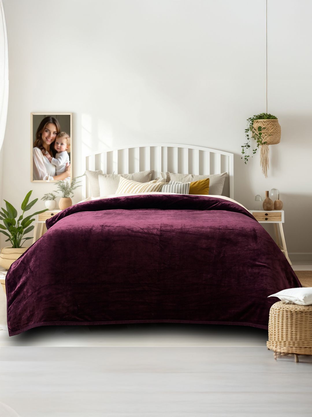 Cortina 350 GSM Mild Winter Solid Single Blanket Purple-picture-38