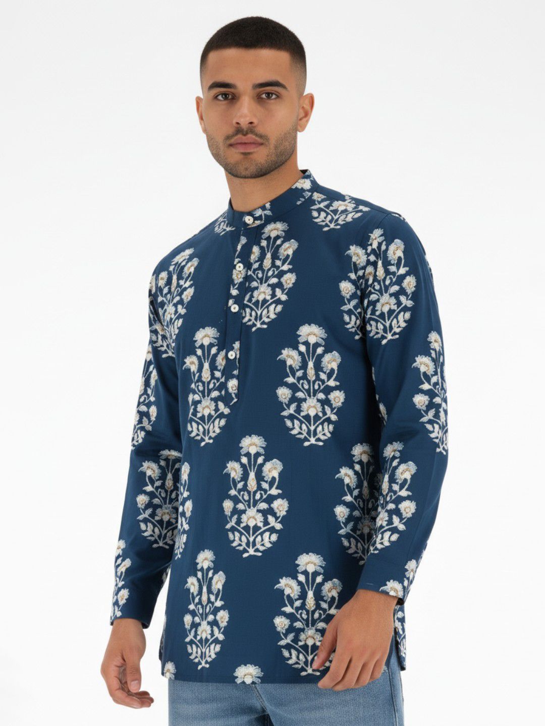 Anouk Rustic Indie-Floral Printed Band Collar Straight Kurta-picture-33