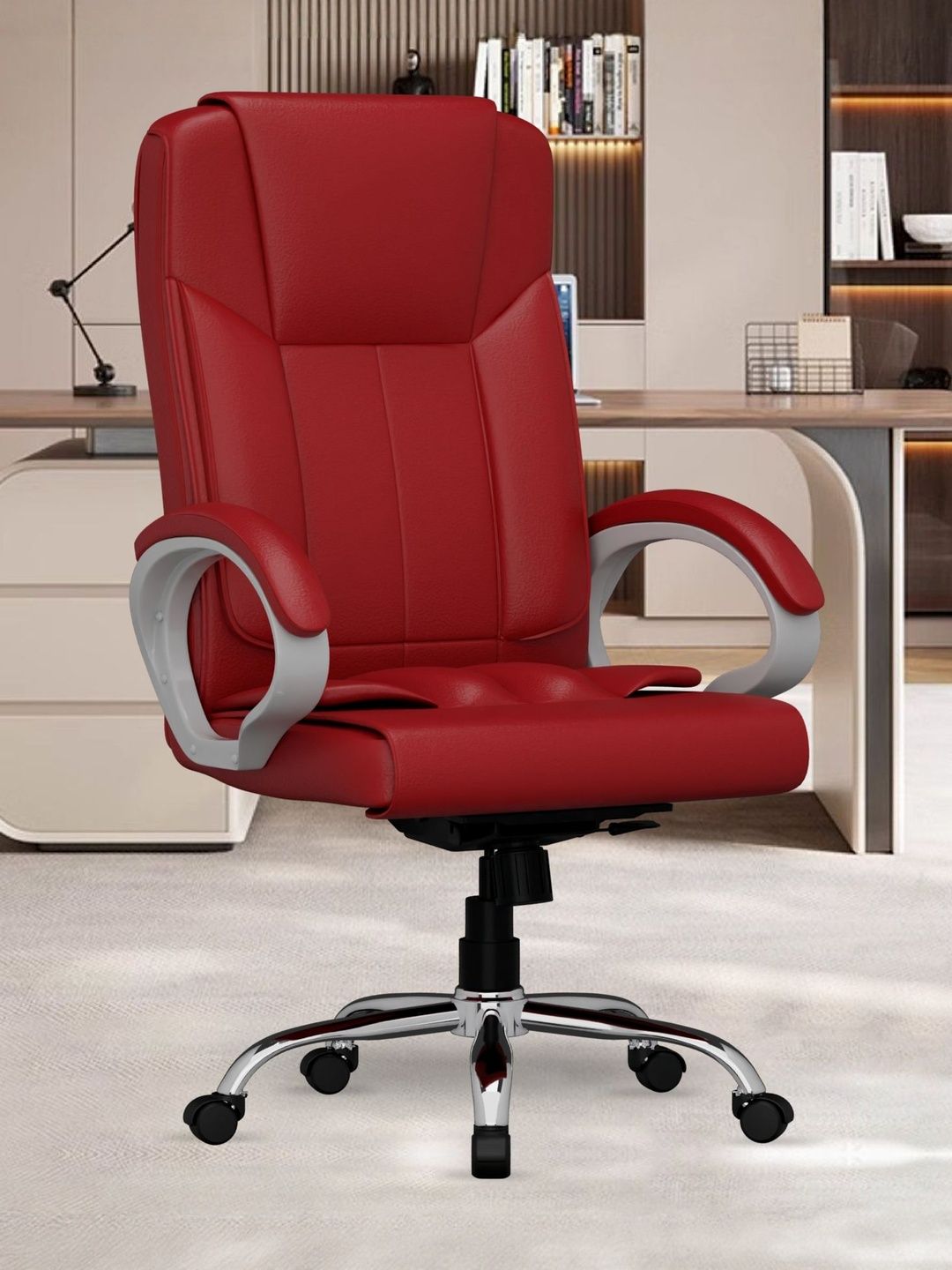 FUGO Red & Grey High Back Study Arm Chair-picture-43