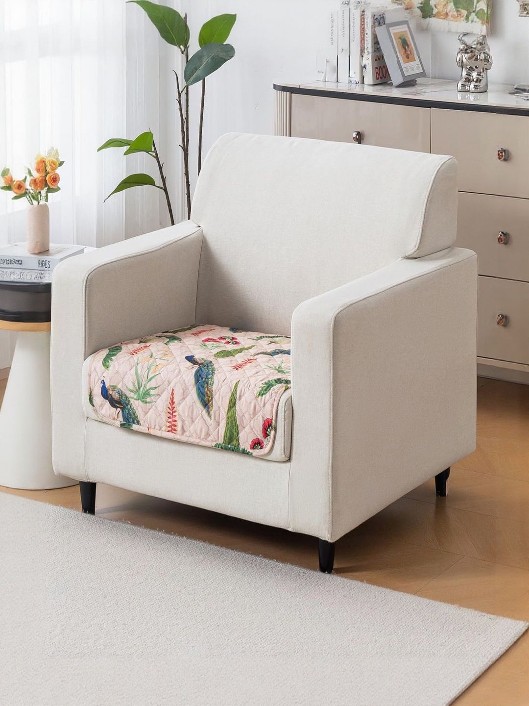 HOUSE OF QUIRK Beige & Blue Printed Other Sofa Mat 80x60 CM-picture-23