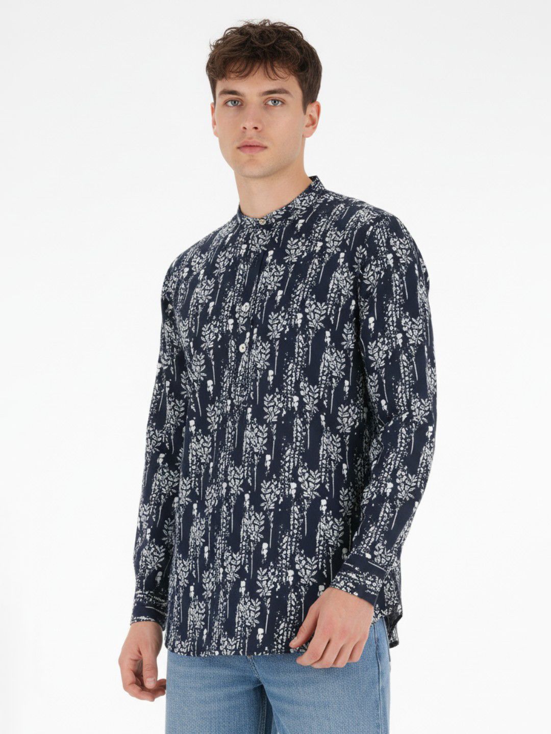 Anouk Rustic Floral Printed Band Collar Straight Kurta-picture-25
