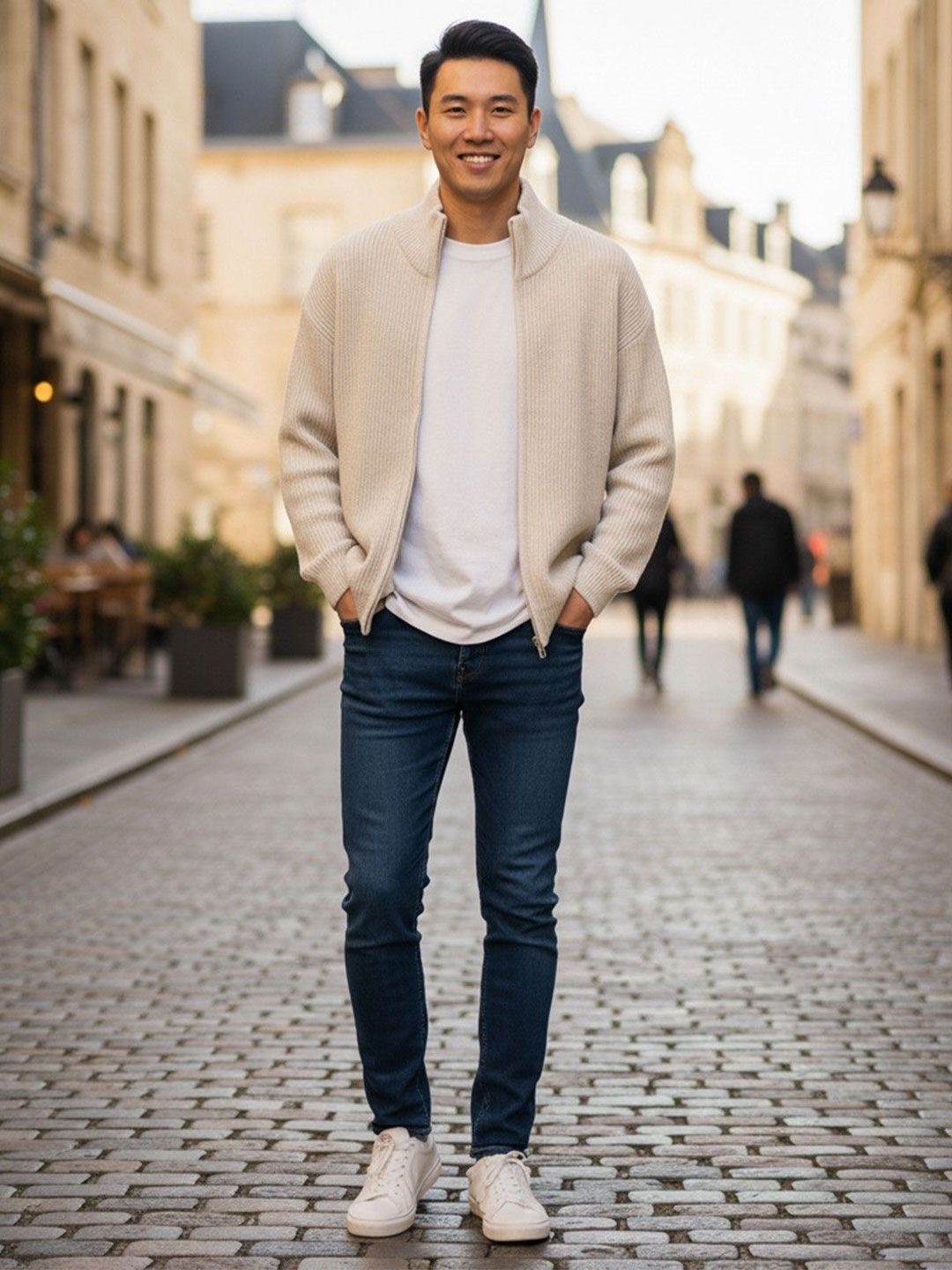 HERE&NOW Men Solid High Neck Long Sleeves Front-Open Sweaters-picture-20