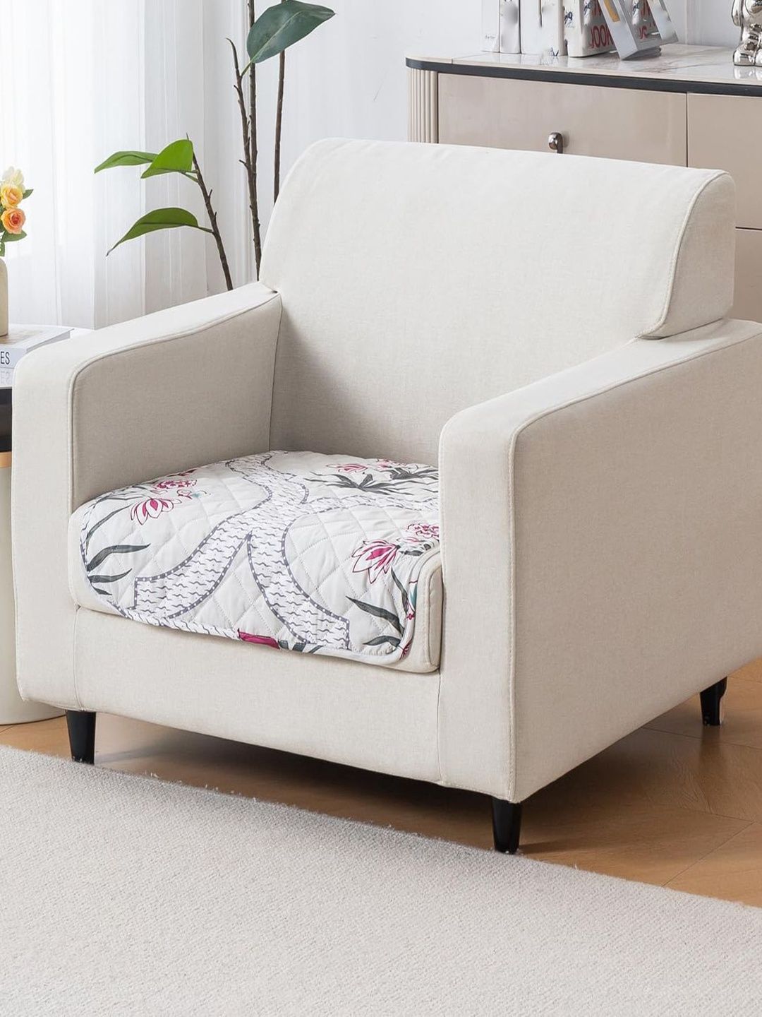 HOUSE OF QUIRK White & Grey Printed Other Sofa Mat 80x60 CM-picture-22