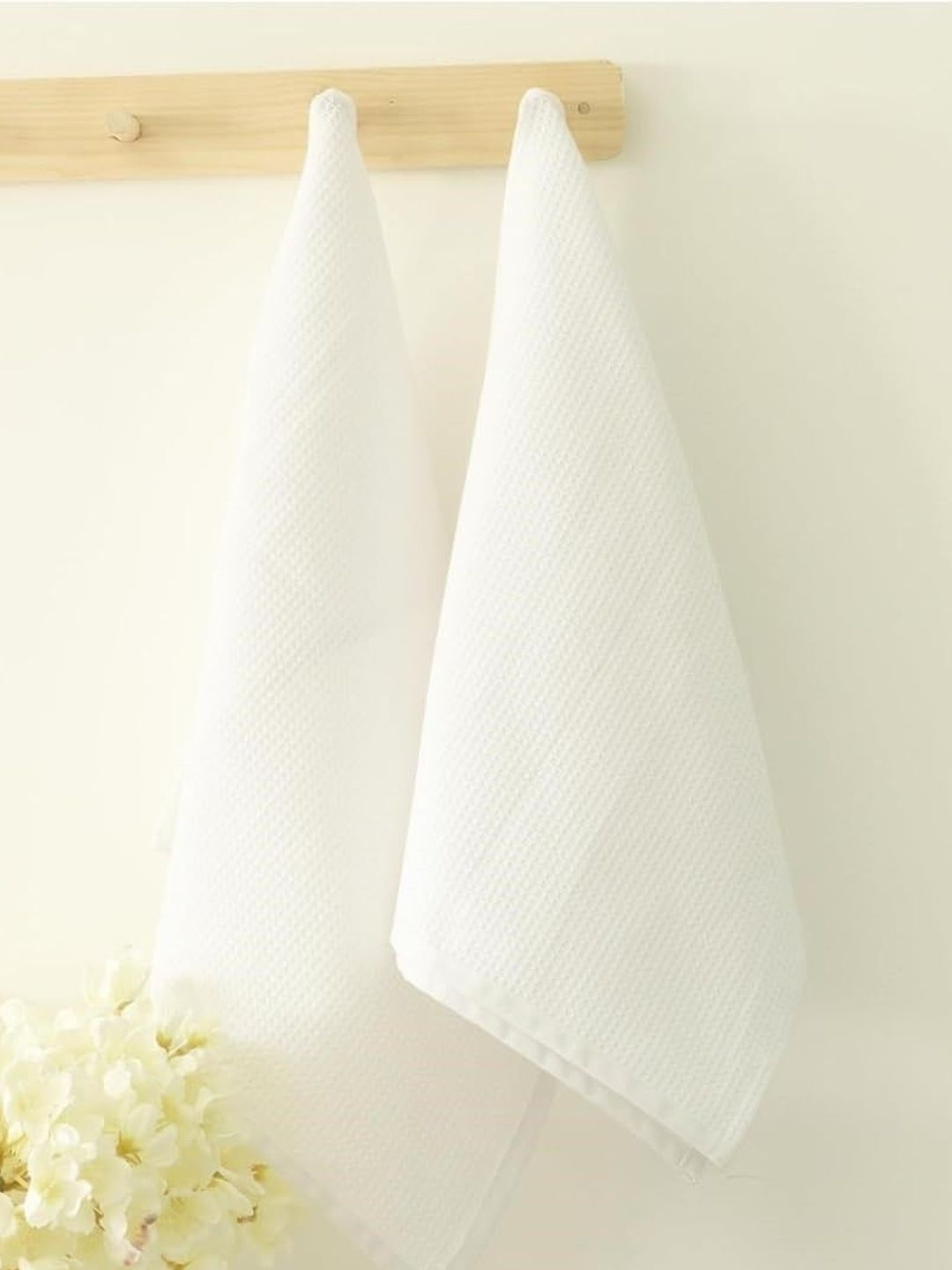 Woven Home Designs Unisex 2Pcs White Waffled Woven-Designed Cotton Kitchen Towels-picture-24