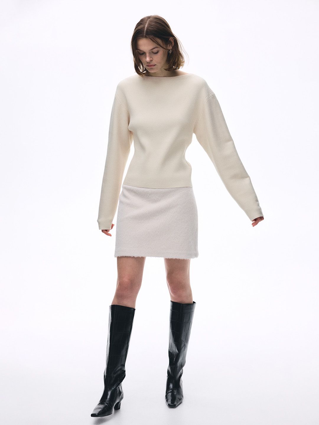 H&M Women Striped Boat Neck Long Sleeves Pullover Sweaters-picture-23