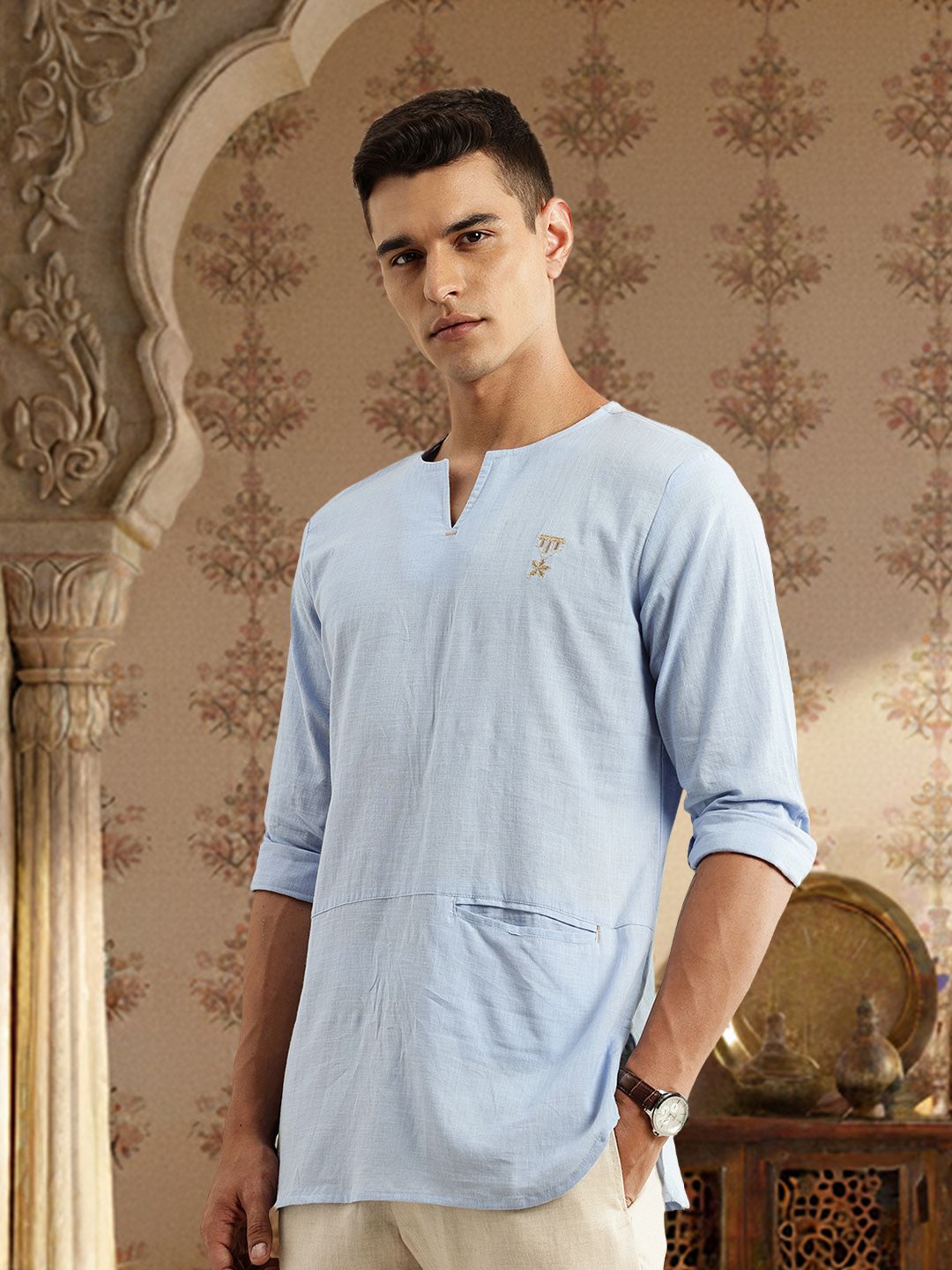 House of Pataudi Floral Embroidered Thread Work Pure Cotton Jashn Kurta-picture-40