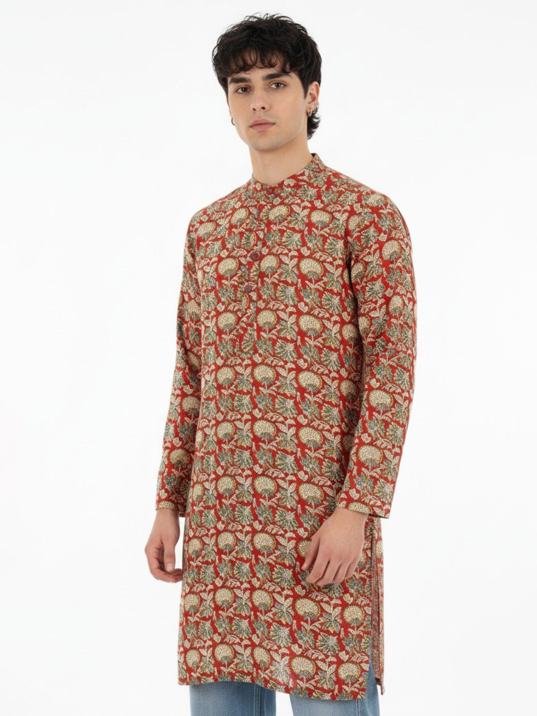 Anouk Rustic Floral Printed Band Collar Straight Kurta-picture-38