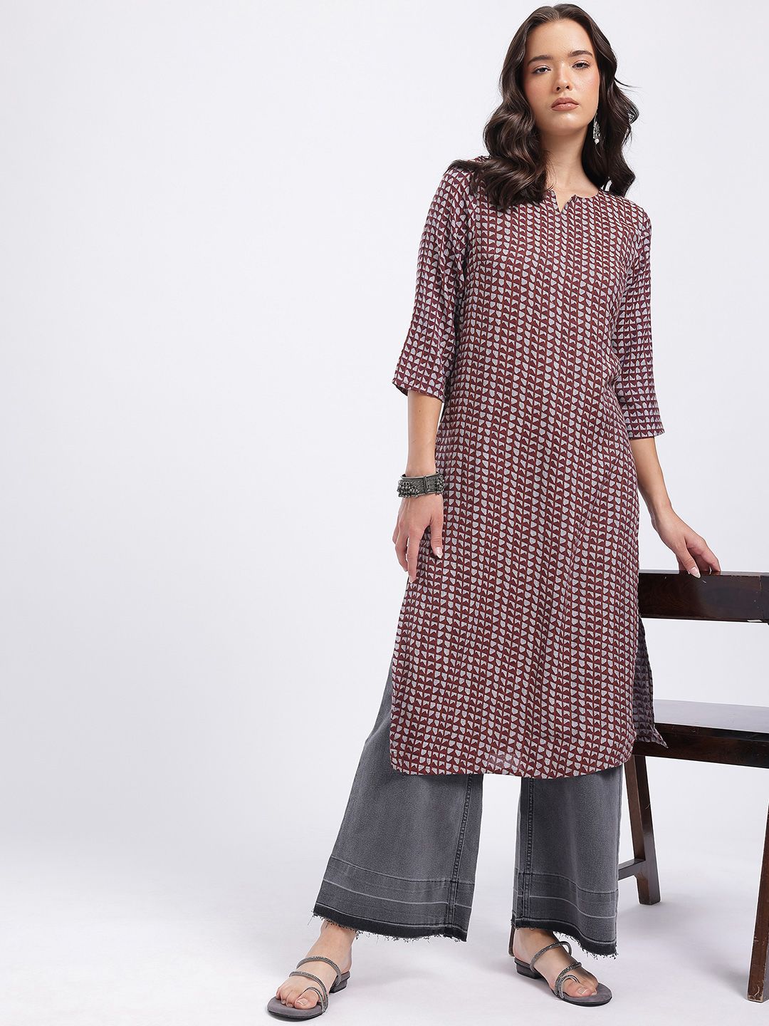 Anouk Rustic Geometric Printed Kurta-picture-11