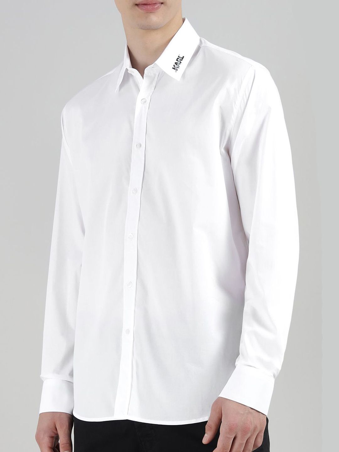 Karl Lagerfeld Men Solid Spread Collar Cotton Casual Shirt-picture-18