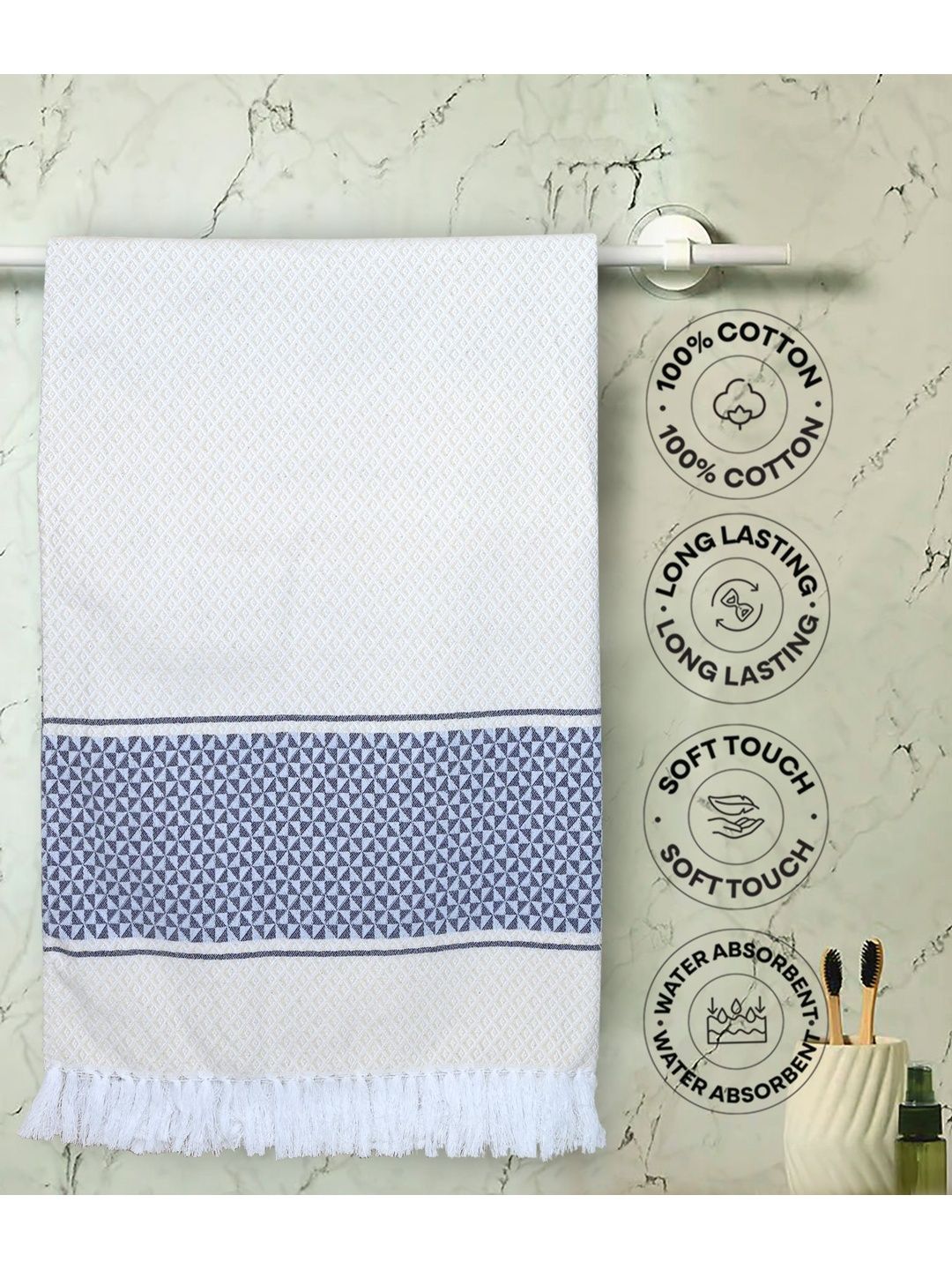 Saral Home Navy Blue 2 Piece Cotton 400 GSM Towel Set-picture-40