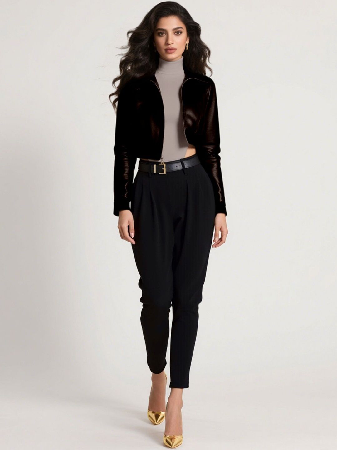 bebe Women Mock Collar Solid Tailored Jacket-image-47