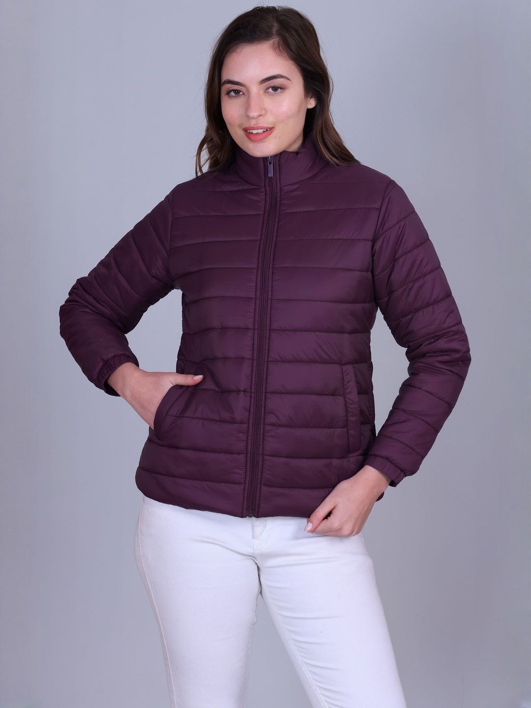 Rare Times Women Mock Collar Solid Puffer Jacket-picture-40