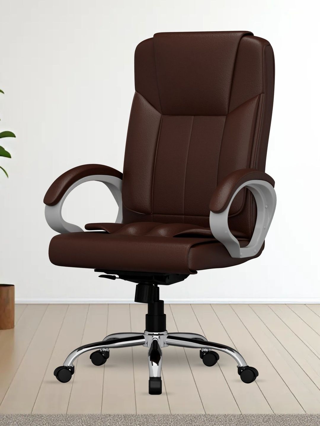 FUGO Brown Ergonomic Adjustable Study Arm Chair-picture-42