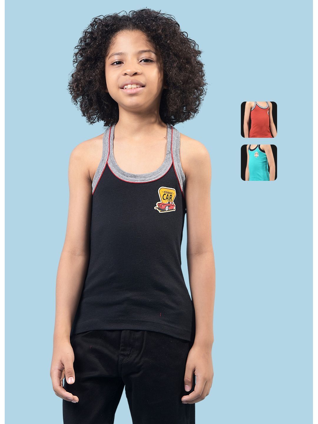 RKG Boys Pack of 3 Assorted Cotton Basic Vests-image-37