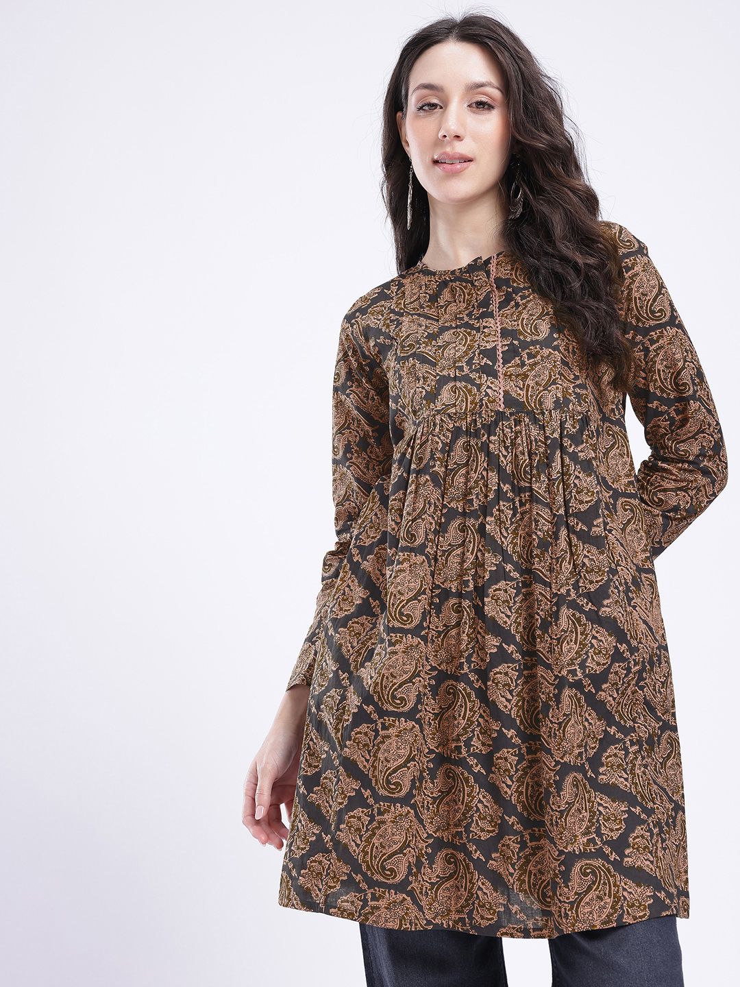 fusion by glitchez Floral Printed A-Line Kurti-picture-14