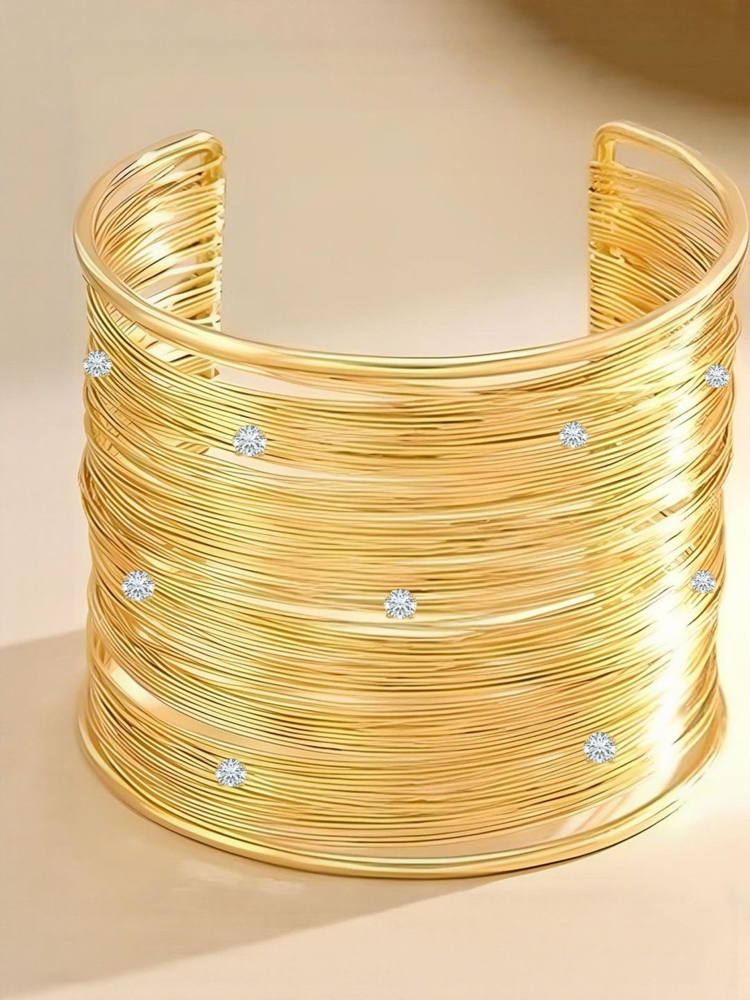 DressBerry Women American Diamond Handcrafted Gold-Plated Cuff Bracelet-picture-13