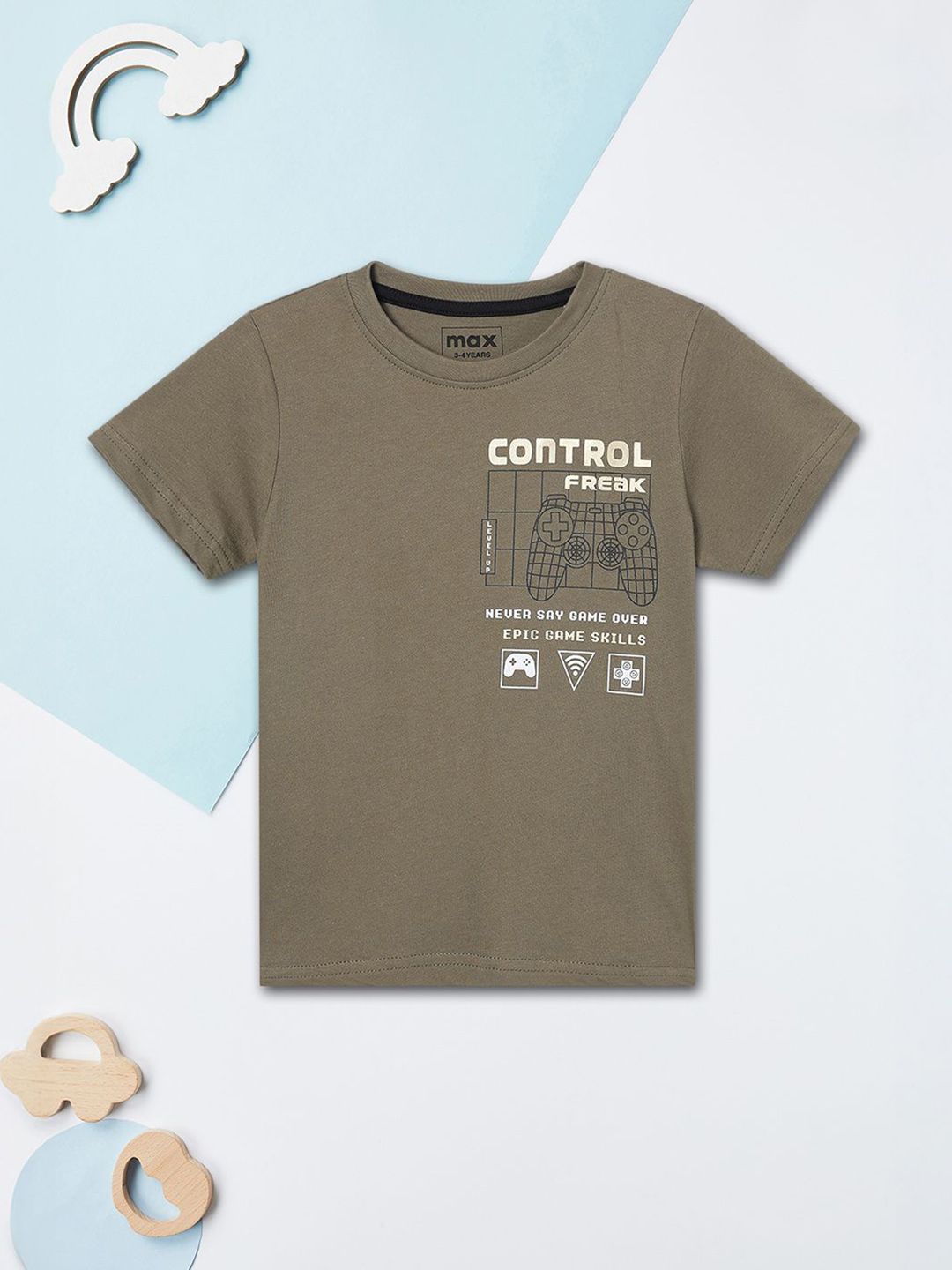 max Boys Typography Printed Round Neck Short Sleeves Cotton T-shirt-picture-19