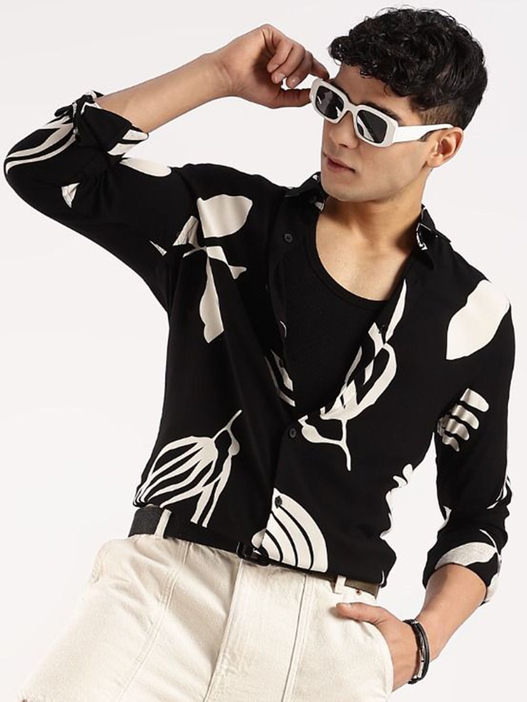 Blu MNKY Men Classic Slim Fit Printed Casual Shirt-picture-26