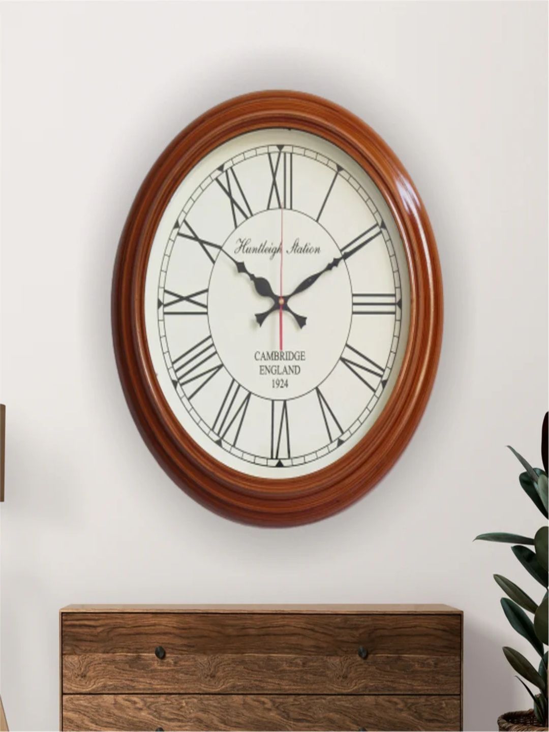 EcoNucleaX Brown & White Wooden Round Shaped Analogue Contemporary Wall Clock-12 inch-image-19