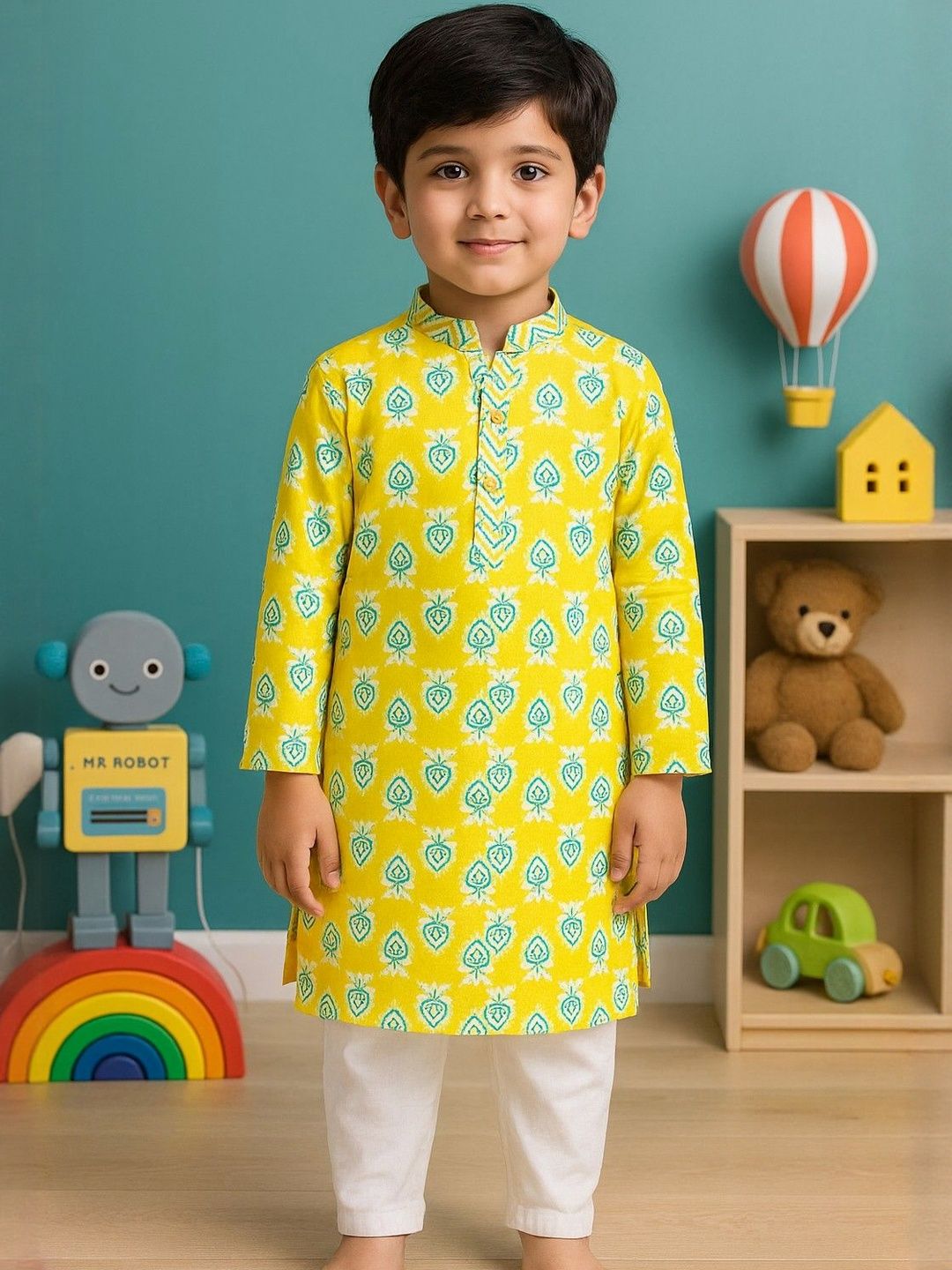 NFC CREATION Boys Ethnic Motifs Printed Regular Kurta with Pyjamas-image-12