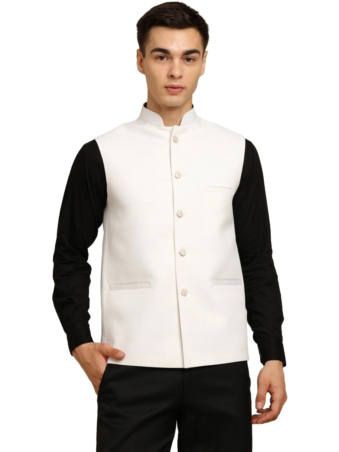 URBAN KANYA Men Solid Mandarin Collar Nehru Jacket-picture-56