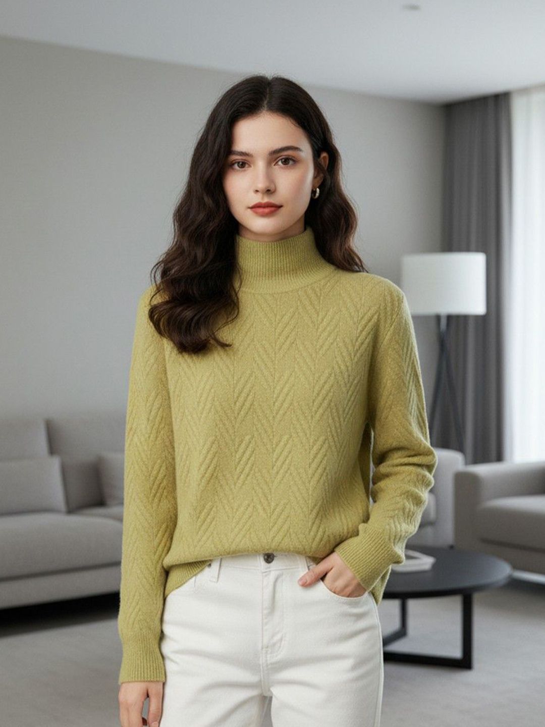 bebe Women Self Design High Neck Pullover Sweater-picture-28