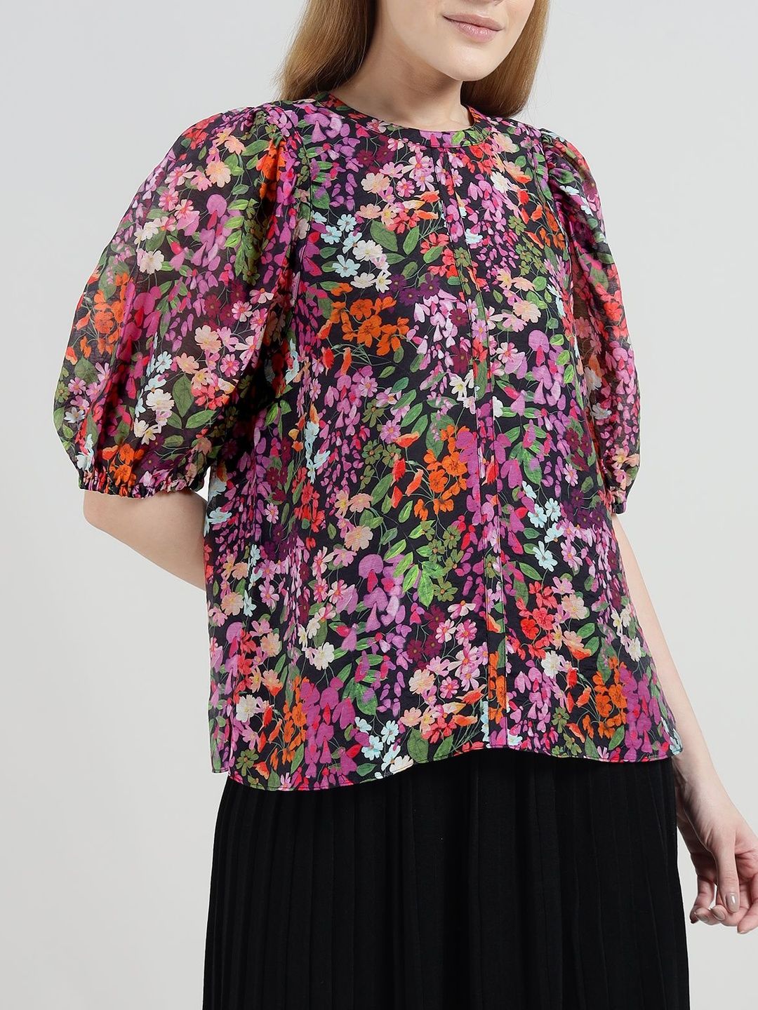 Ted Baker Floral Print Puff Sleeve Top-image-18