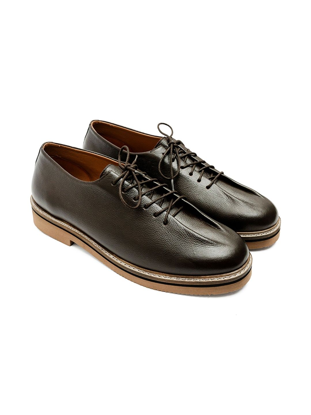 NOU Men Textured Leather Derbys-image-4