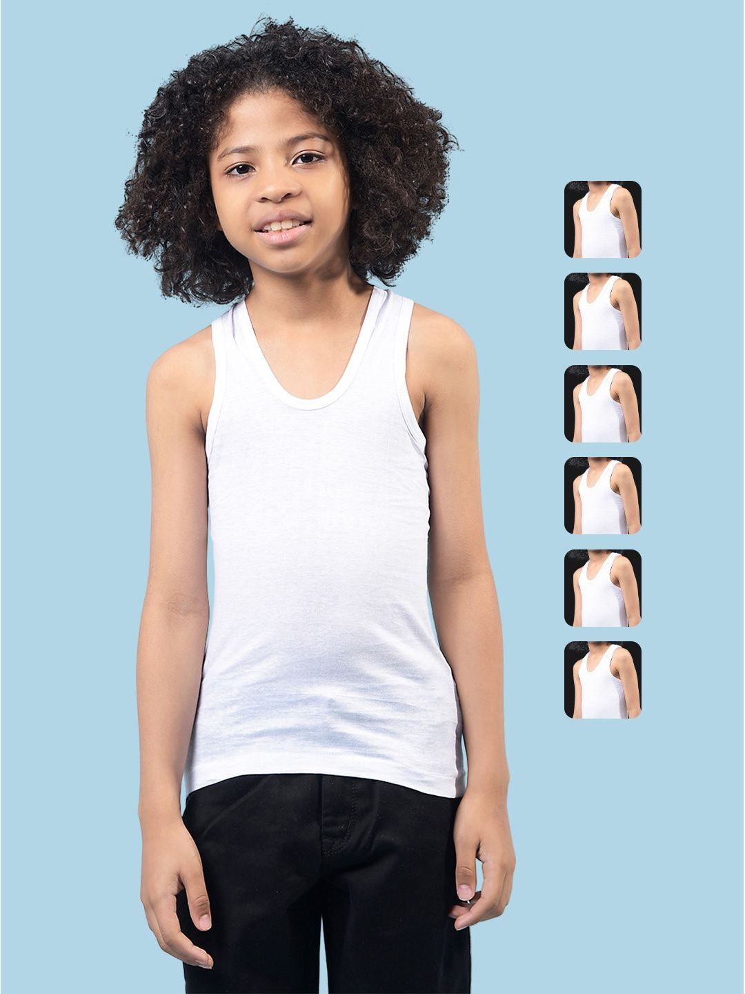 RKG Boys Pack Of 7 Scoop Neck Cotton Undershirt Vests-image-36