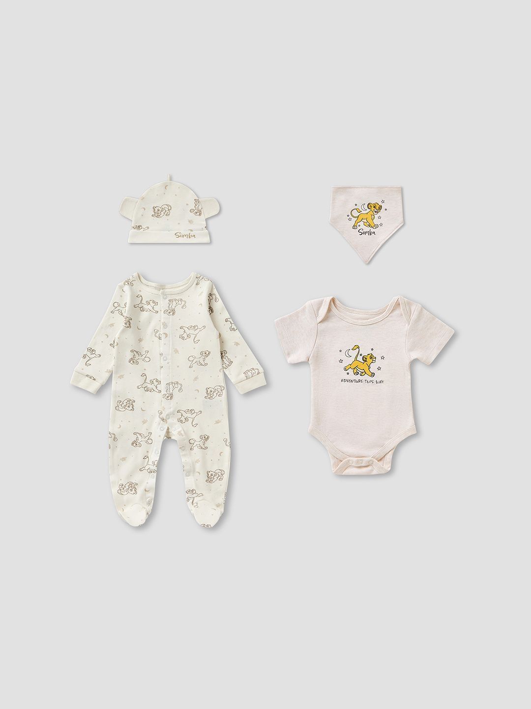 Juniors by Babyshop Boys 4 Pieces Simba Printed Pure Cotton Baby Apparel Gift Set-picture-22
