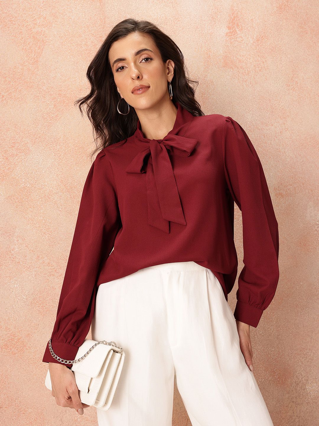 all about you Textured Tie-Up Neck Top-picture-40