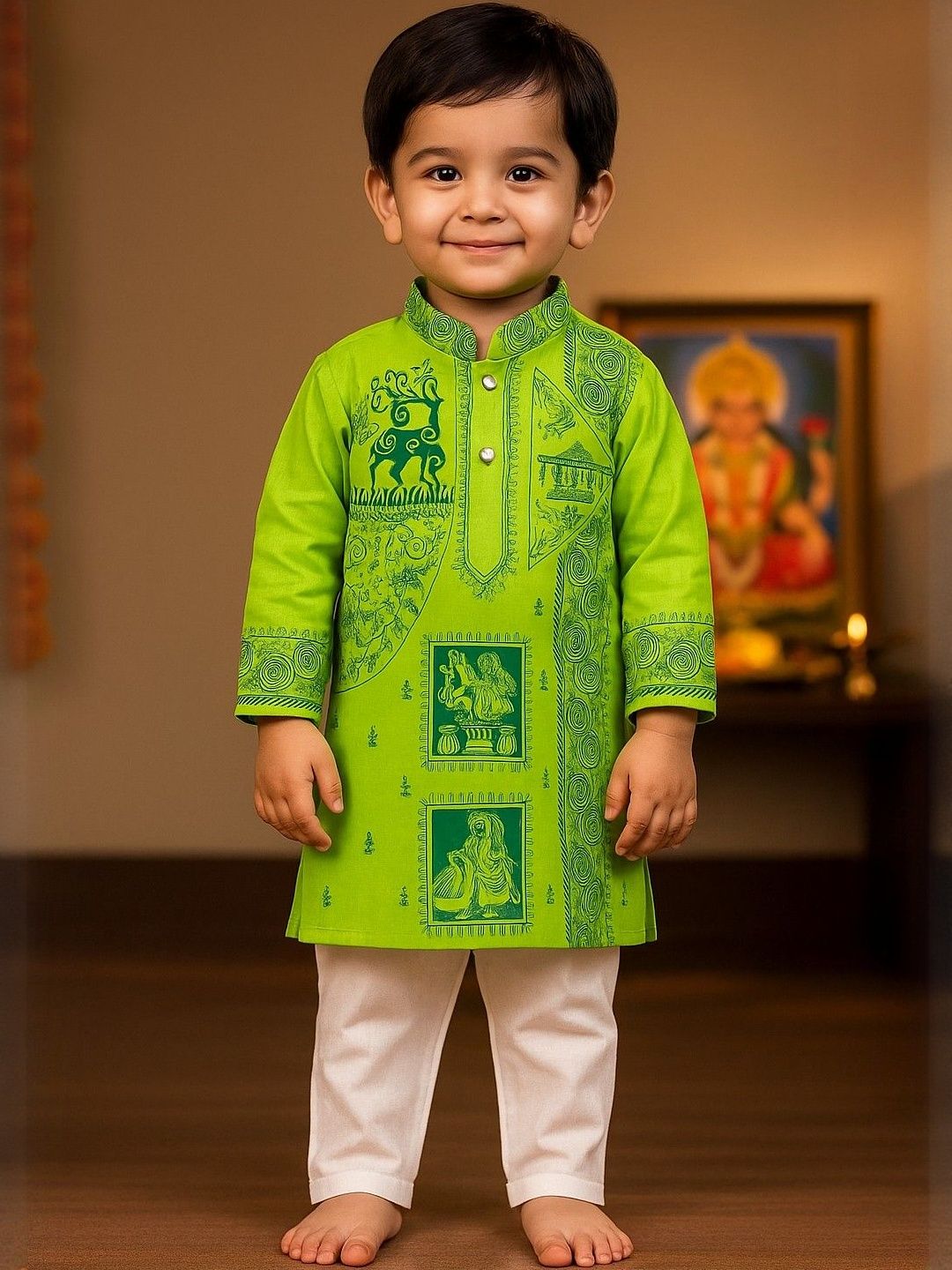 AHLAN APPARELS Boys Ethnic Motifs Printed Regular Pure Cotton Kurta with Pyjamas-picture-30