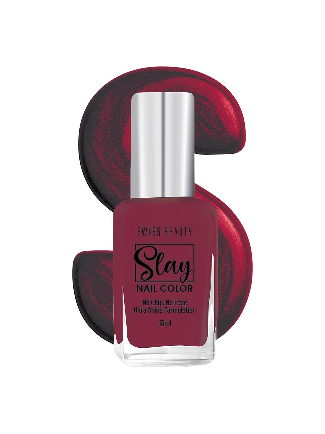 SWISS BEAUTY Slay Glossy & Long-Lasting Nail Colour 13 ml - Maroon Bloom 34-image-46