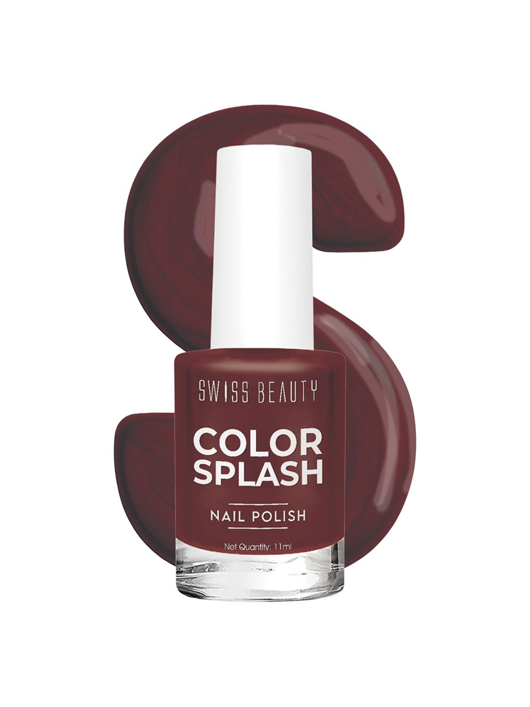 SWISS BEAUTY Color Splash Glossy Long-Lasting Nail Polish 11ml - Black Cherry-image-40