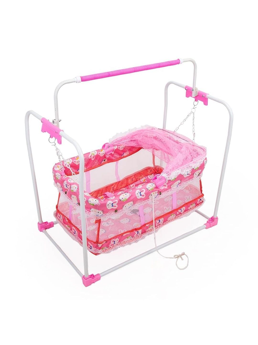 BABY BLESSING Kids Pink Soft Mattress & Mosquito Net Cradle-picture-47