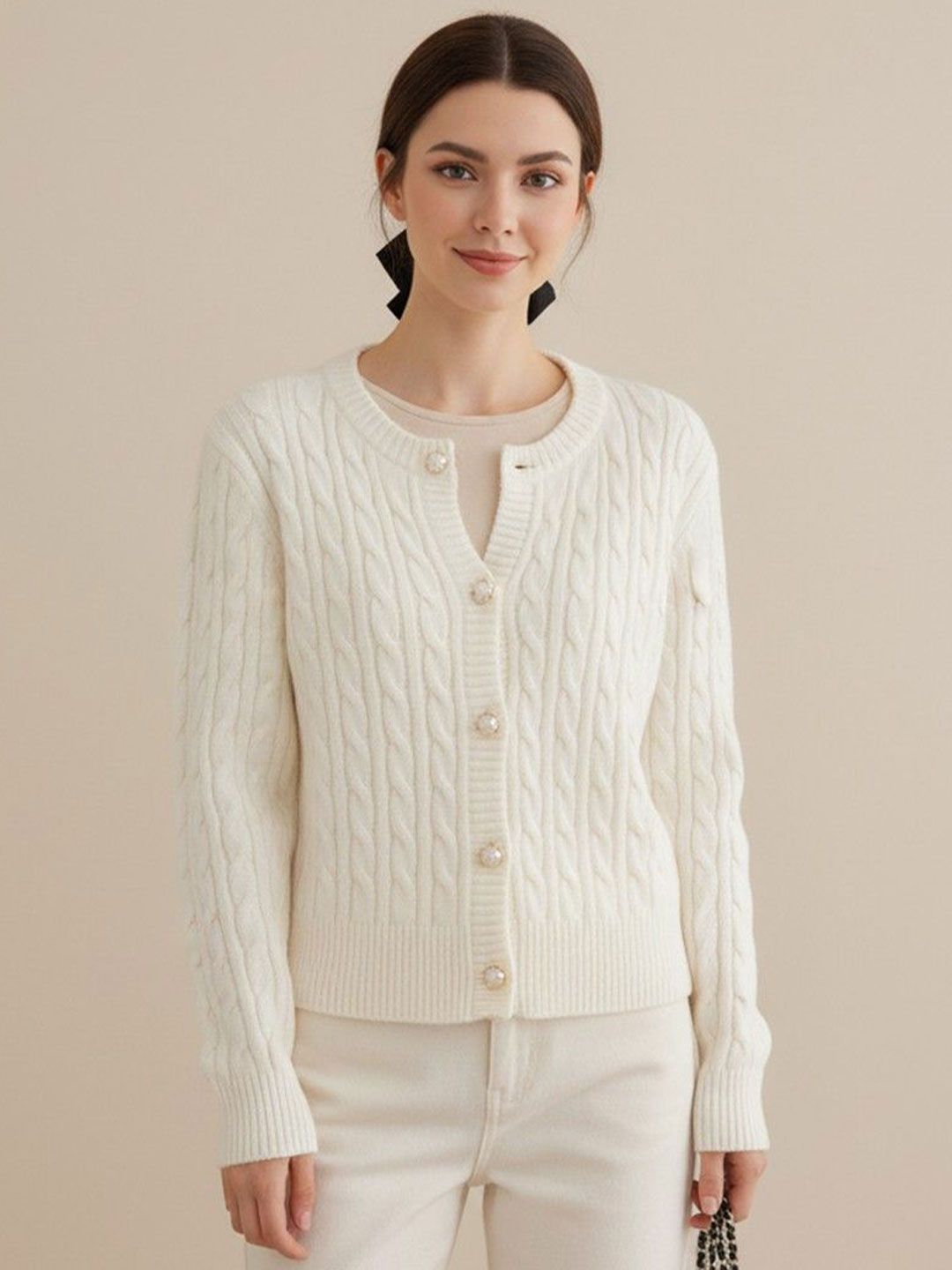 HERE&NOW Women Cable Knit Cardigan-picture-51