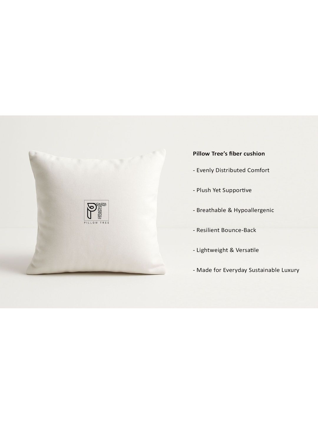 PILLOW TREE White Fibre Filled Cotton Breathable Sleep Pillow 16" x 16"-picture-13